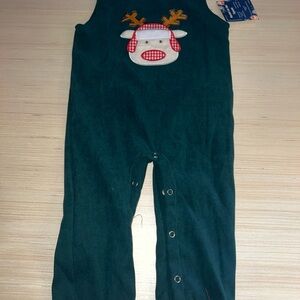 New size 6/12m Green Kids Reindeer Overalls